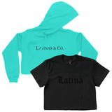 CROP TOP BUNDLE DEAL! 'Latina' Old English Font Shirt (Black) + 'Latinas & Co.' Hoodie (Teal) SIZE SMALL