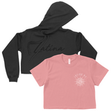 CROP TOP BUNDLE DEAL! 'Latina AF' Rose Shirt (Black) + 'Latina' Script Hoodie (Black) SIZE MEDIUM