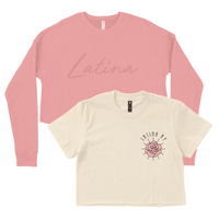 CROP TOP BUNDLE DEAL! 'Latina AF' Rose Shirt (Sand) + 'Latina' Script Crewneck Sweatshirt (Mauve)