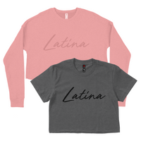 CROP TOP BUNDLE DEAL! 'Latina' Script Shirt (Charcoal Heather) + 'Latina' Script Crewneck Sweatshirt (Mauve) SIZE MEDIUM