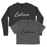 CROP TOP BUNDLE DEAL! 'Latina' Script Shirt (Heather Charcoal) + 'Latina' Script Crewneck Sweatshirt (Black) SIZE MEDIUM