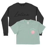 CROP TOP BUNDLE DEAL! 'Latina AF' Rose Shirt (Sea Mist) + 'Latina' Script Crewneck Sweatshirt (Black) SIZE LARGE