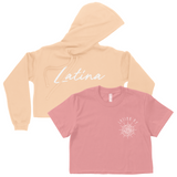 CROP TOP BUNDLE DEAL! 'Latina AF' Rose Shirt (Mauve) + 'Latina' Script Hoodie (Creamy Peach) SIZE MEDIUM