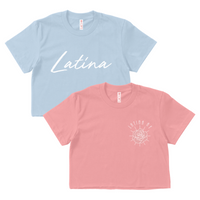 CROP TOP BUNDLE DEAL! 'Latina AF' Rose Shirt (Mauve) + 'Latina' Script Shirt (Sky Blue) SIZE LARGE