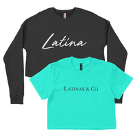 CROP TOP BUNDLE DEAL! 'Latinas & Co.' Shirt (Teal) + 'Latina' Script Crewneck Sweatshirt (Black) SIZE XL