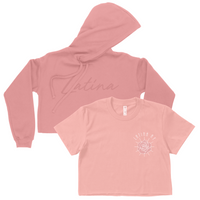 CROP TOP BUNDLE DEAL! 'Latina AF' Rose Shirt (Sunset) + 'Latina' Script Hoodie (Mauve) SIZE LARGE