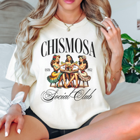 'Chismosa Social Club' T-Shirt - Ivory/Black - Premium Ring-Spun Cotton