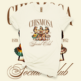 'Chismosa Social Club' T-Shirt - Ivory/Mocha - Premium Ring-Spun Cotton