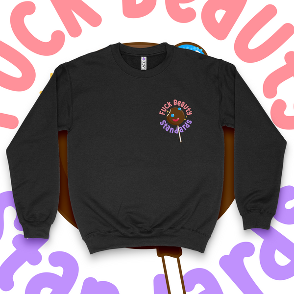 'Fuck Beauty Standards' Crewneck Sweatshirt - Black - Premium Brushed Fleece