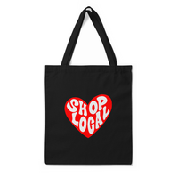 'I Speak English, But I Shop In Spanish + Shop Local' Double-Sided BLACK Premium Tote Bag